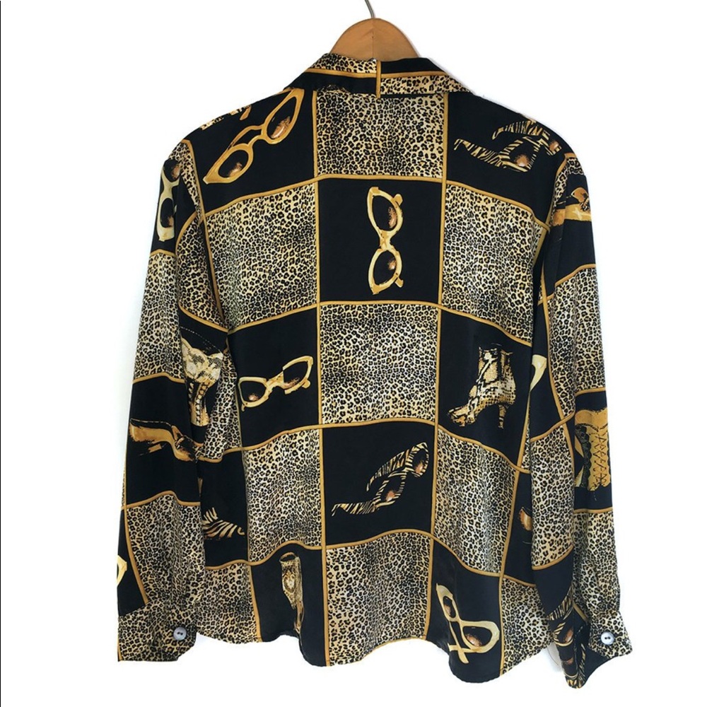 Authentic Vintage 90's Cheetah Print Silky Blouse - Picture 3 of 4